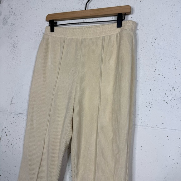 Aerie Ribbed Pleated Front Wide Leg High Rise Pants Med - Picture 5 of 8